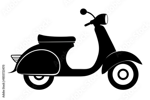 Classic black scooter silhouette Vector. old scooter black vector silhouette 