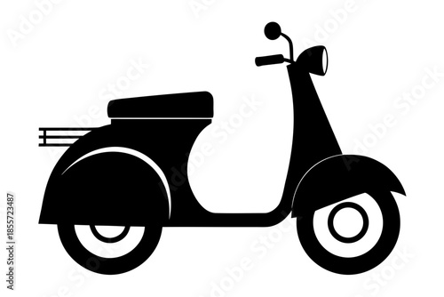 Classic black scooter silhouette Vector. old scooter black vector silhouette 