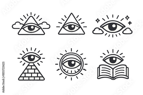 All Seeing Eye Icons Set