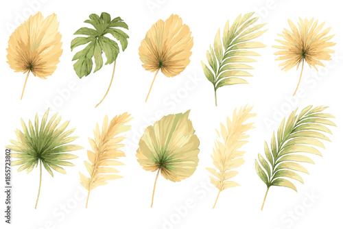 Tropical Leaves on Gradient Background