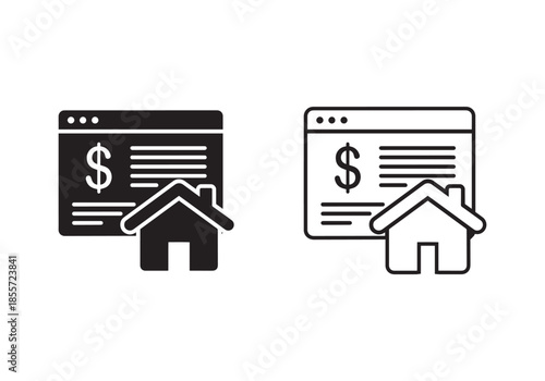 Icon representing online real estate valuation or property finance calculation website