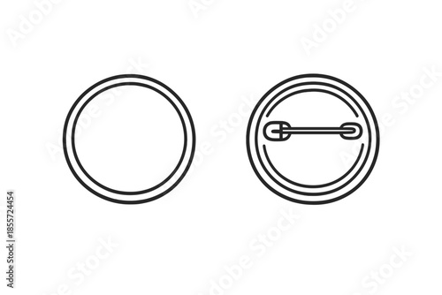 Two circular badge outlines on a gray background