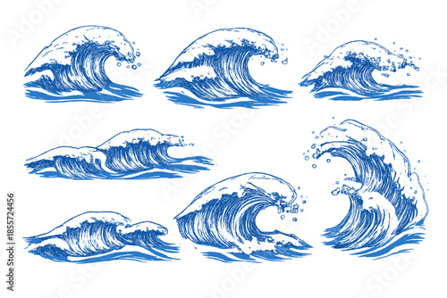Surreal Blue Waves Illustration