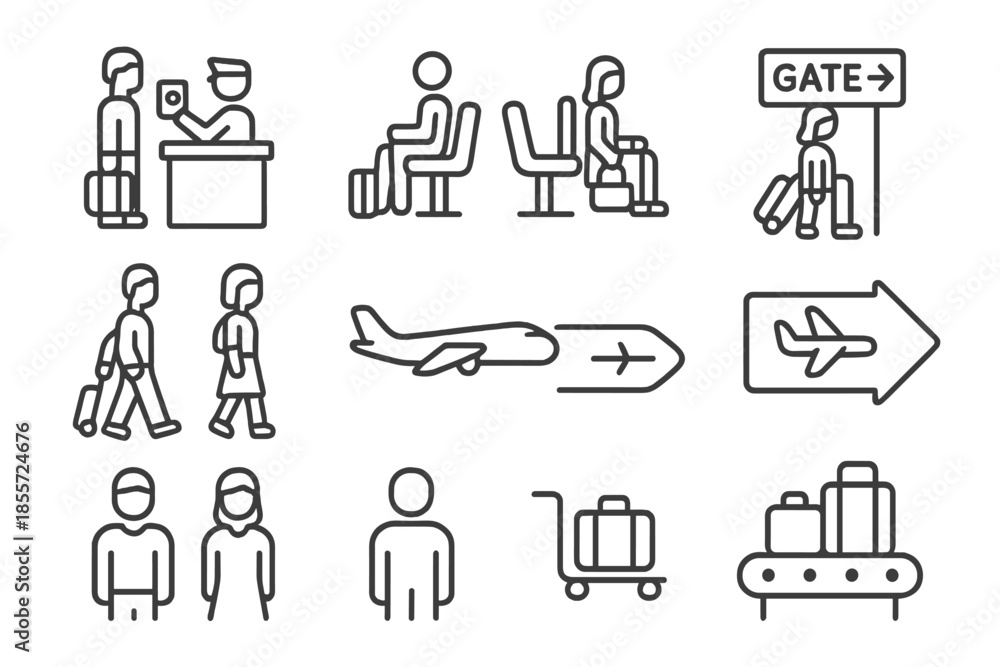Fototapeta premium Airport Icons Set