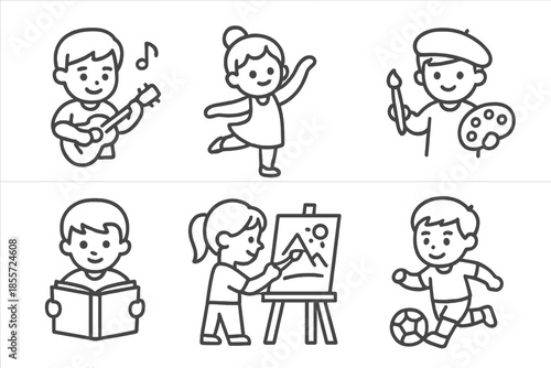 Children engaged in various hobbies and activities