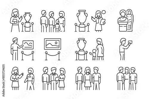 Museum Visitors and Exhibits Icons