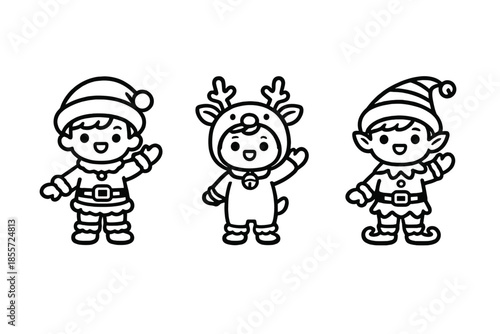 Cute Christmas Characters Waving