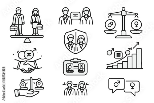 Gender equality icons collage