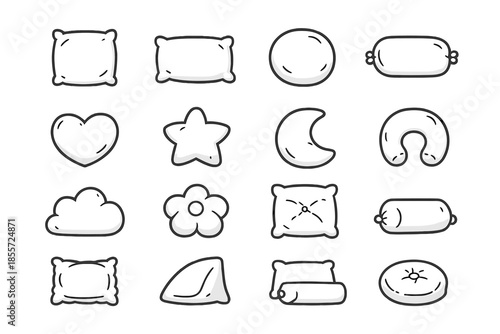 Collection of cartoon pillows in various shapes