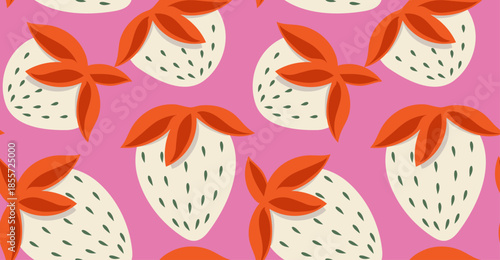 Seamless strawberry pattern design. Fruit pattern background.