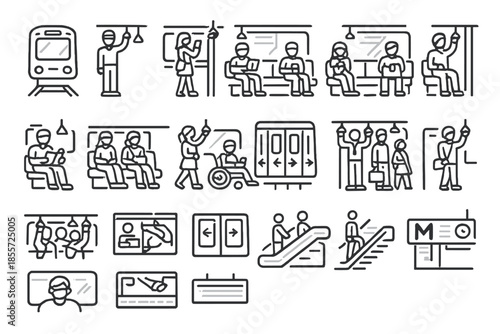 Public Transportation Icons Set