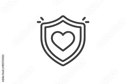 Shield with Heart Icon on Gradient Background