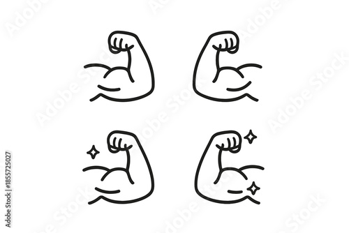 Muscle arms icons on gray background