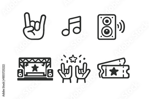 Rock concert icons on a dark background