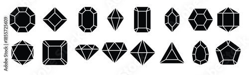 gem icon vector set geometric gems diamonds illustration