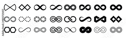  infinity icon vector set mobius loop shape illustration