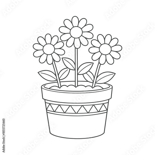 Potted Flower Line Art Illustration
