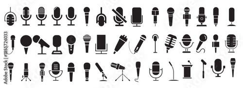 microphone icon vector set mic illustration sign
