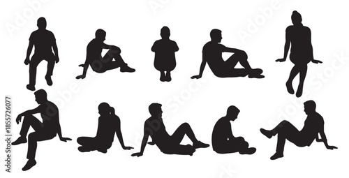 minimal hand drawn illustrations of sitting people for 