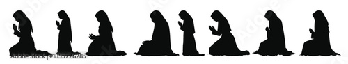 muslim woman praying silhouette vector set female muslim 