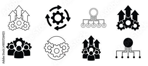operations icon vector set workflow illustration sign