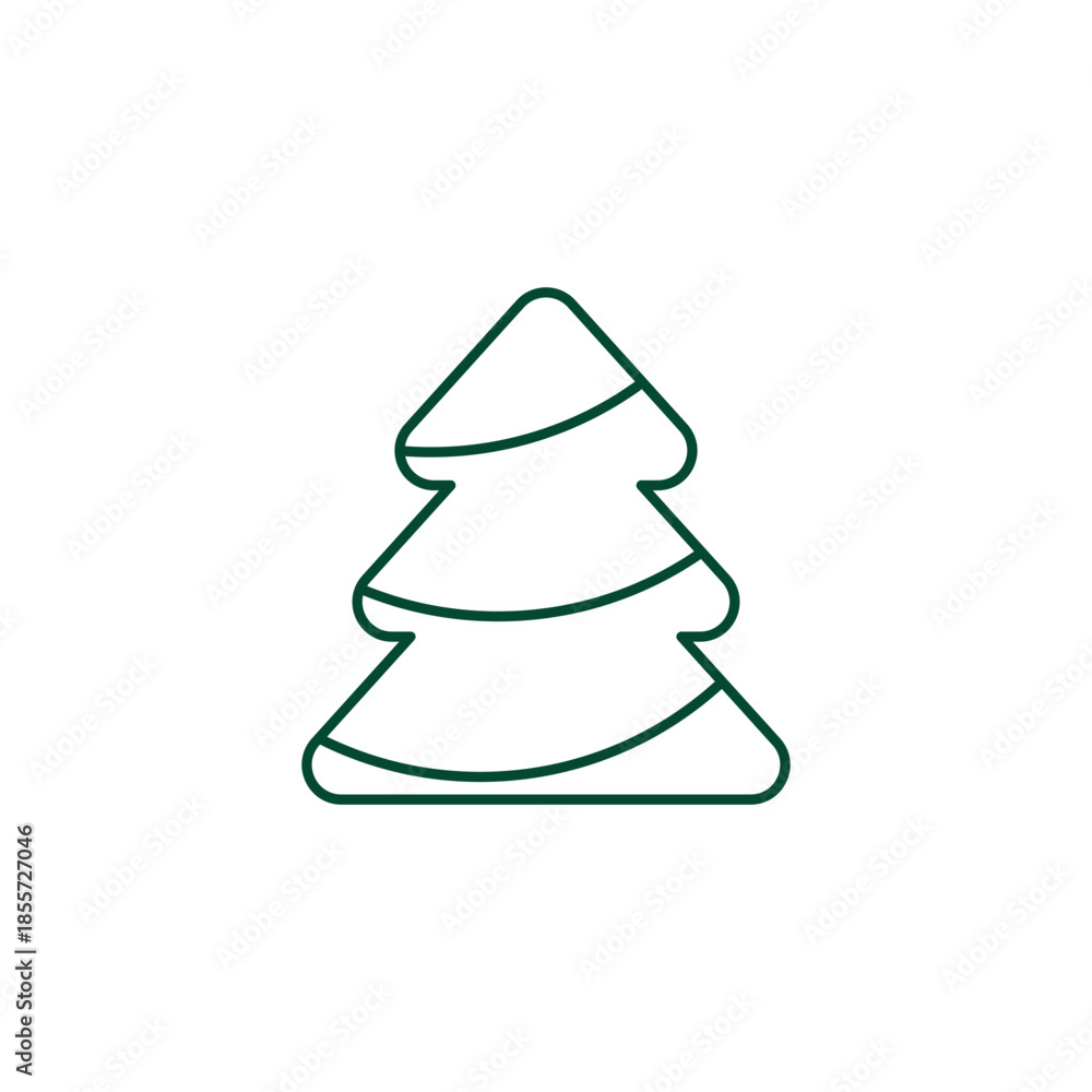 Fototapeta premium Outline Christmas Tree Icon, Editable Stroke Vector Evergreen Illustration 