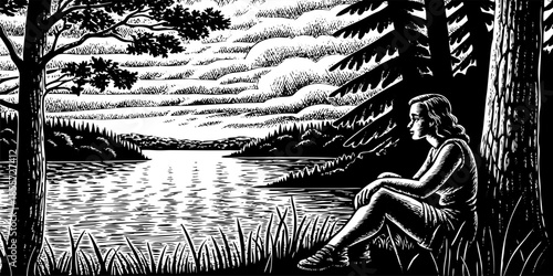 Emotional Contemplation by the Lake