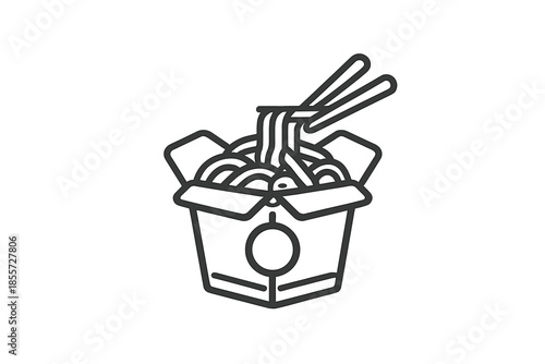 Noodles in a Takeout Box with Chopsticks Icon