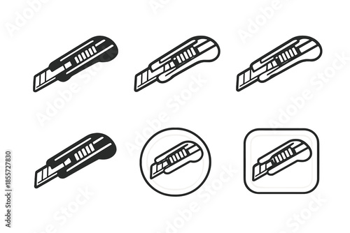 Set of cutter knife icons