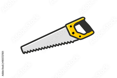 Cartoon hand saw with yellow handle