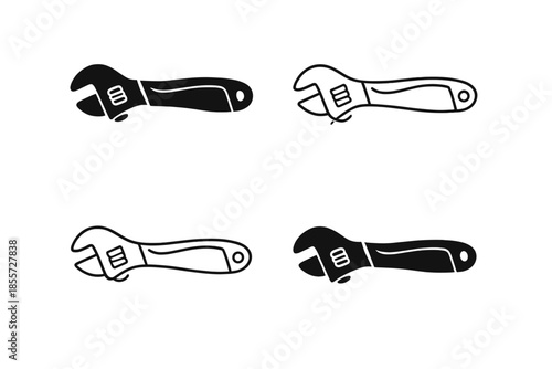 Adjustable Wrenches Isolated on Gradient Background
