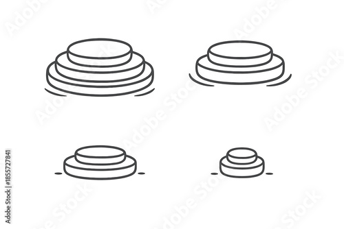 Four different sized stack of coins or abstract circles