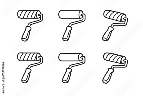 Paint Rollers in a Pattern on a Dark Background