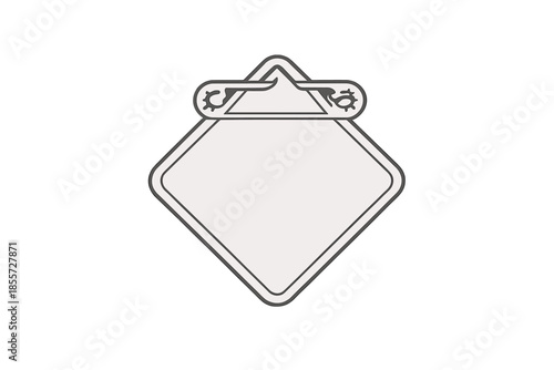 Blank diamond-shaped sign with safety pin