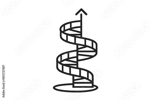 Spiral staircase with upward arrow