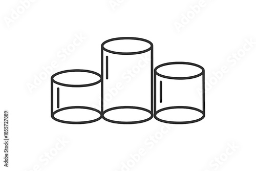 Three podiums with varying heights on a gray background