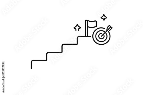Business growth and success concept, climbing stairs to target