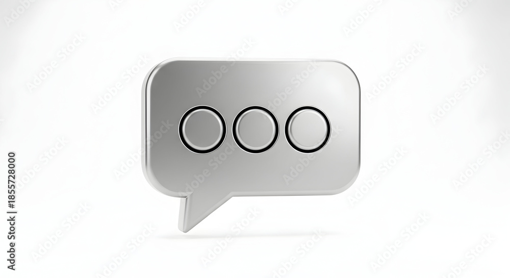 Naklejka premium Title: 3D Chat Bubble Menu Icon — Speech Bubble with Dots 