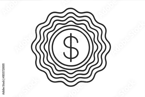 Dollar Sign Emblem with Wavy Edges