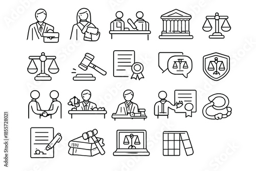 Law and Justice Icons Set