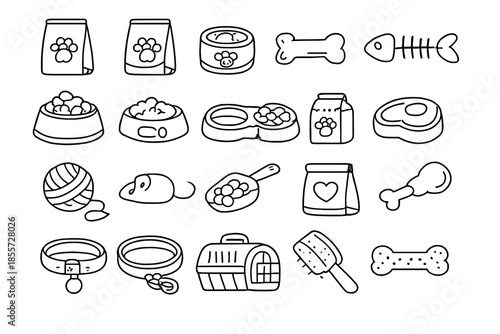 Cute Pet Accessories and Food Icons