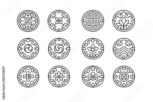 Collection of Korean traditional circular patterns
