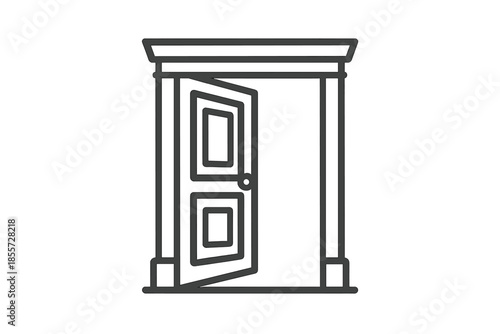 Open door silhouette against gradient background