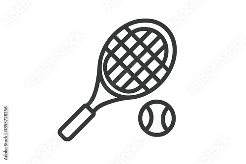 Tennis racket and ball outline icon