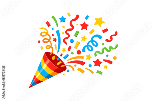 Party Popper Explosion with Confetti and Streamers