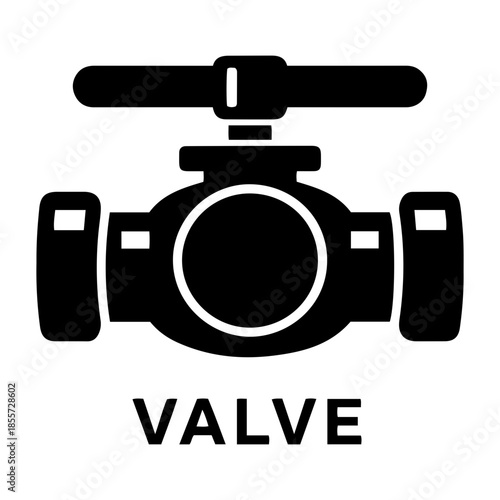 Minimalist black and white industrial valve icon for plumbing, oil, and gas flow control systems