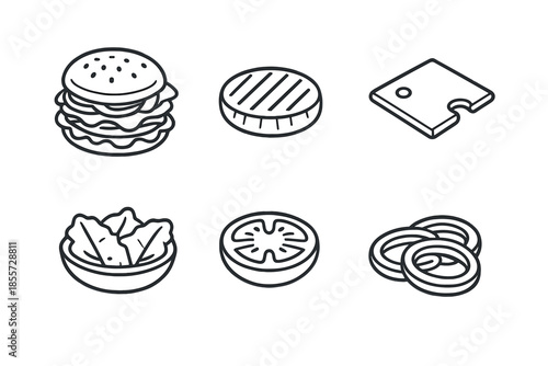 Burger Ingredients Icons Set