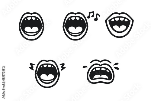 Set of stylized mouths expressing different emotions