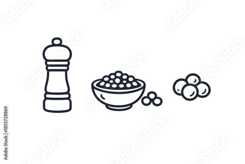 Pepper grinder and peppercorns