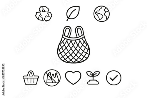 Sustainable Shopping Bag with Eco-friendly Icons